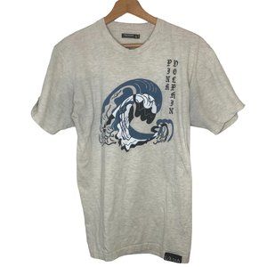 Pink Dolphin Graphic Gray T-shirt Mens Size Large Wave